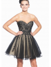 Black Tulle Lace Sweetheart Neckline Knee Length Prom Dress 